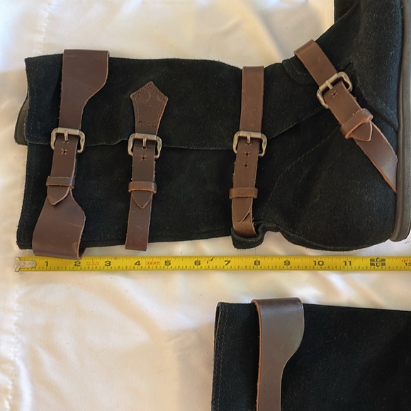 otot Suede Boots with Straps Black/Brown Size 9 EUC - Picture 11 of 12